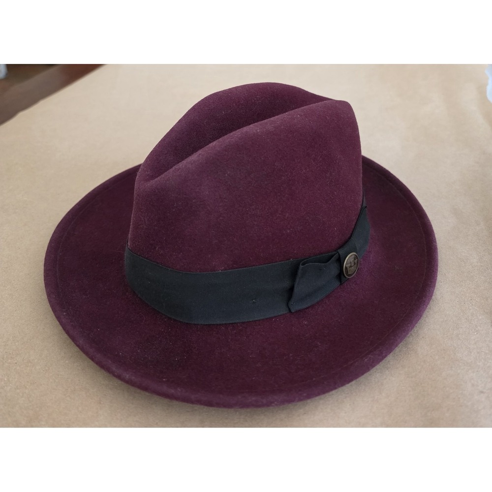 Goorin Bros Fedora Hat Large Burgundy USA Made Classic